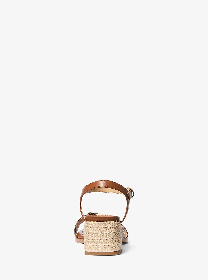 Mandy Signature Logo and Leather Sandal in BROWN/LUGGAGE | Michael Kors