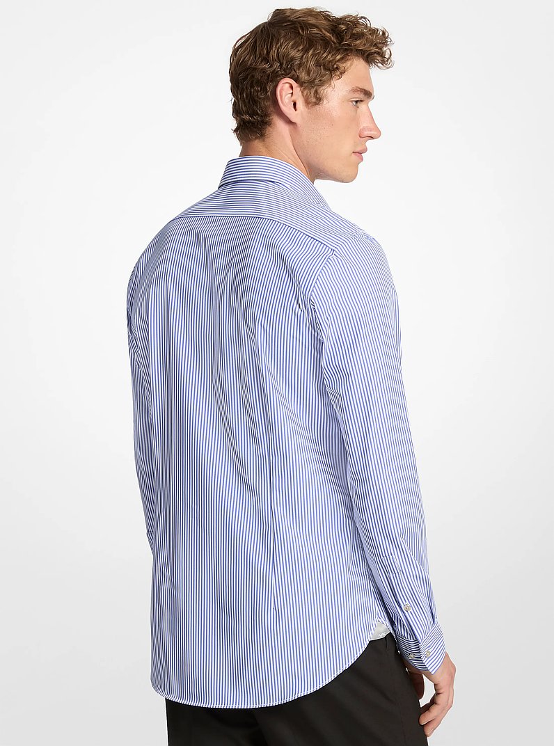 Camisa slim-fit de punto t&eacute;cnico a rayas in AZUL | Michael Kors