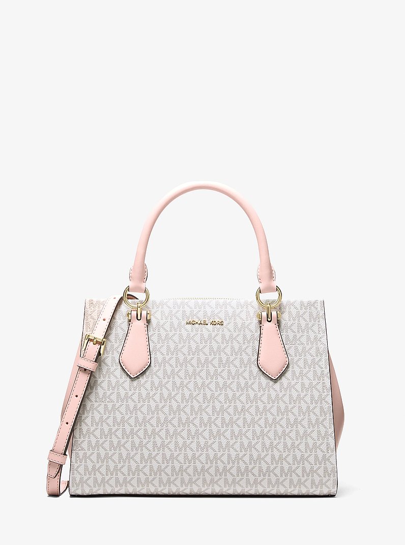 Marilyn Medium Signature Logo Convertible Satchel in PWD BLSH MLT | Michael Kors