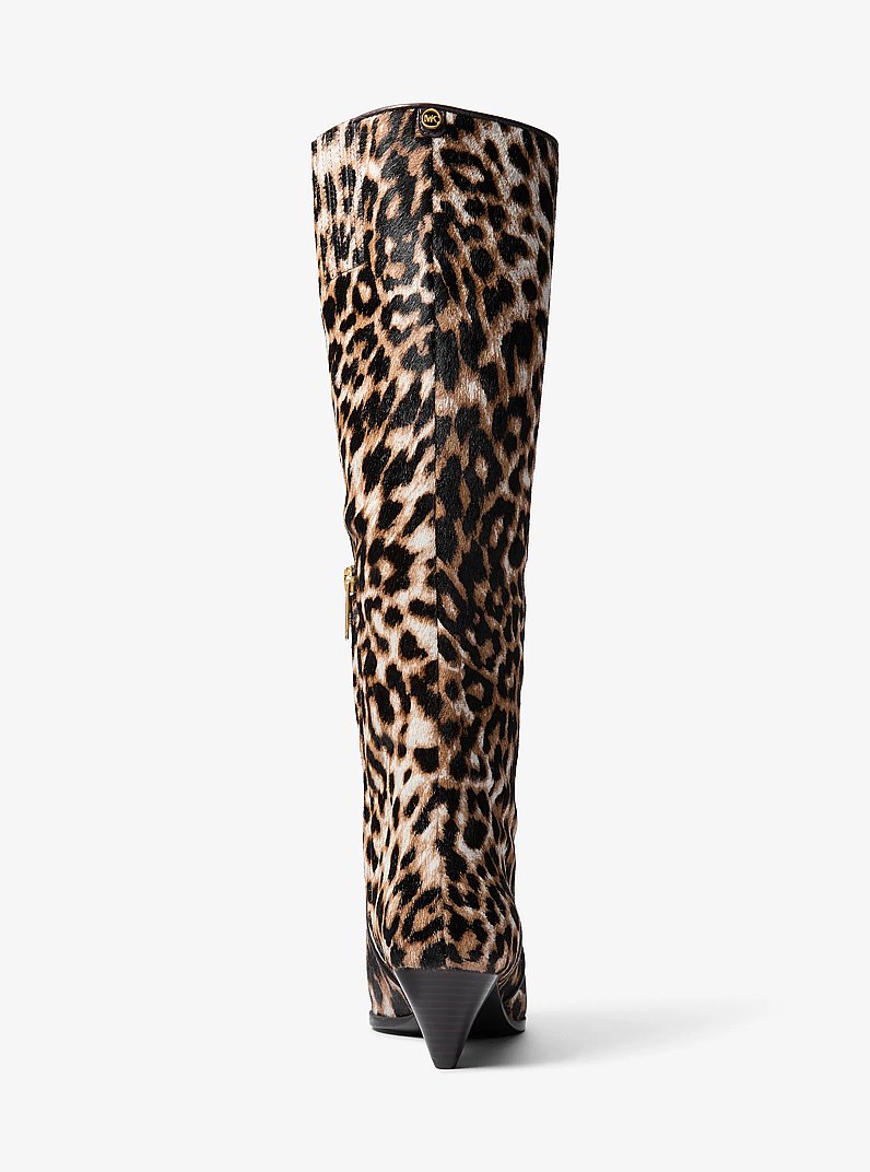 Jayla Leopard Print Calf Hair Knee-High Boot in DK CAMEL MLT | Michael Kors