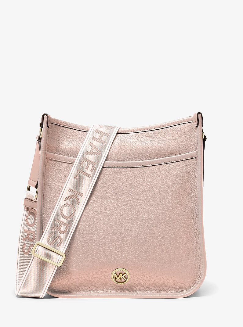 Luisa Large Pebbled Leather Messenger Bag in SOFT PINK | Michael Kors