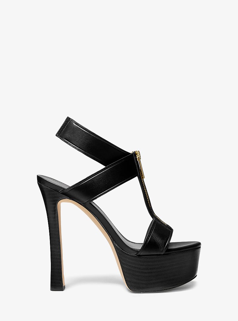 Berkley Leather Platform Sandal in BLACK | Michael Kors
