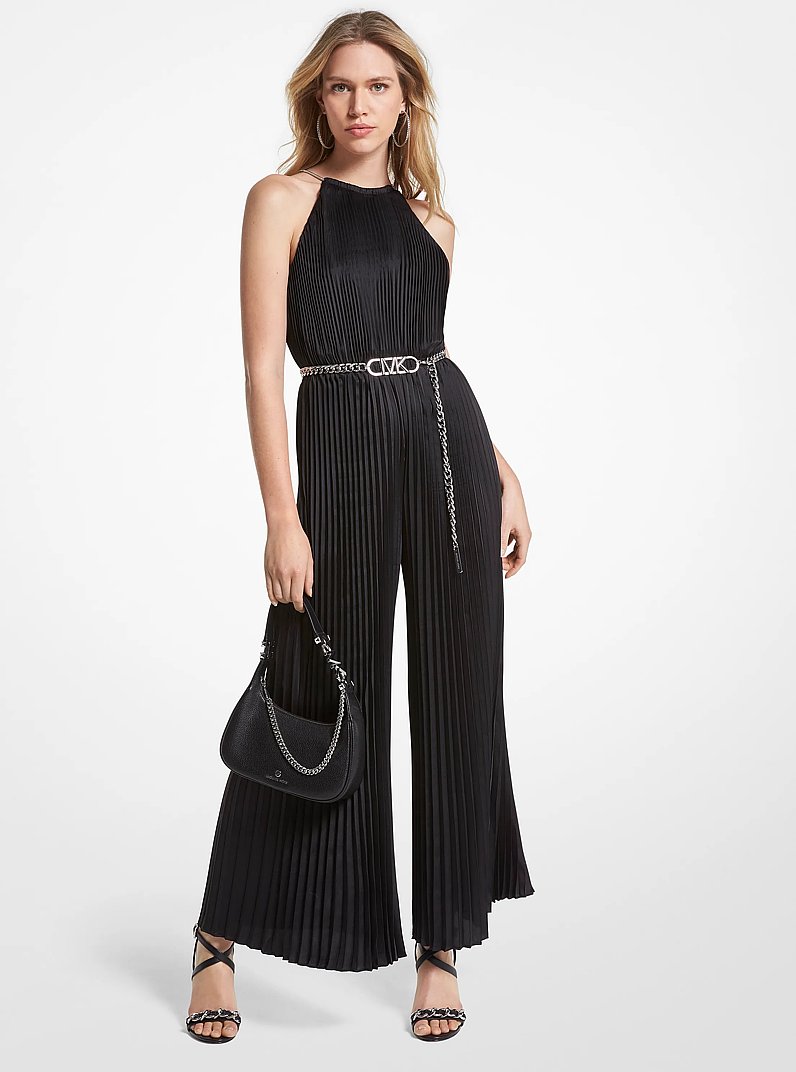 Neckholder-Jumpsuit aus Satin in SCHWARZ | Michael Kors