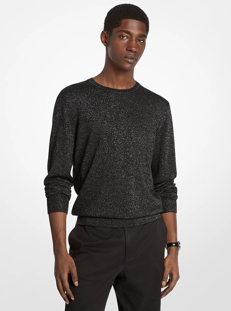 Metallic Wool Sweater in SILVER | Michael Kors