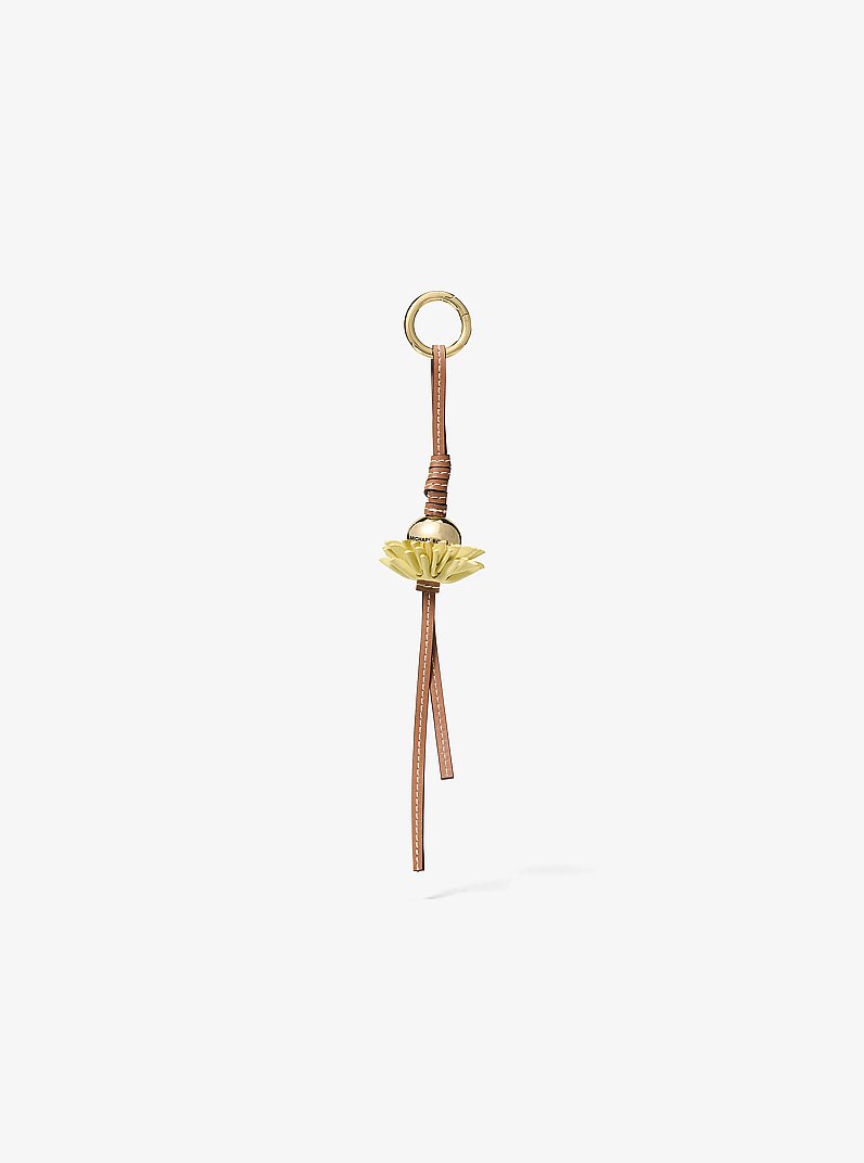 Taschenanh&auml;nger aus Leder mit Blume in ZITRONE | Michael Kors