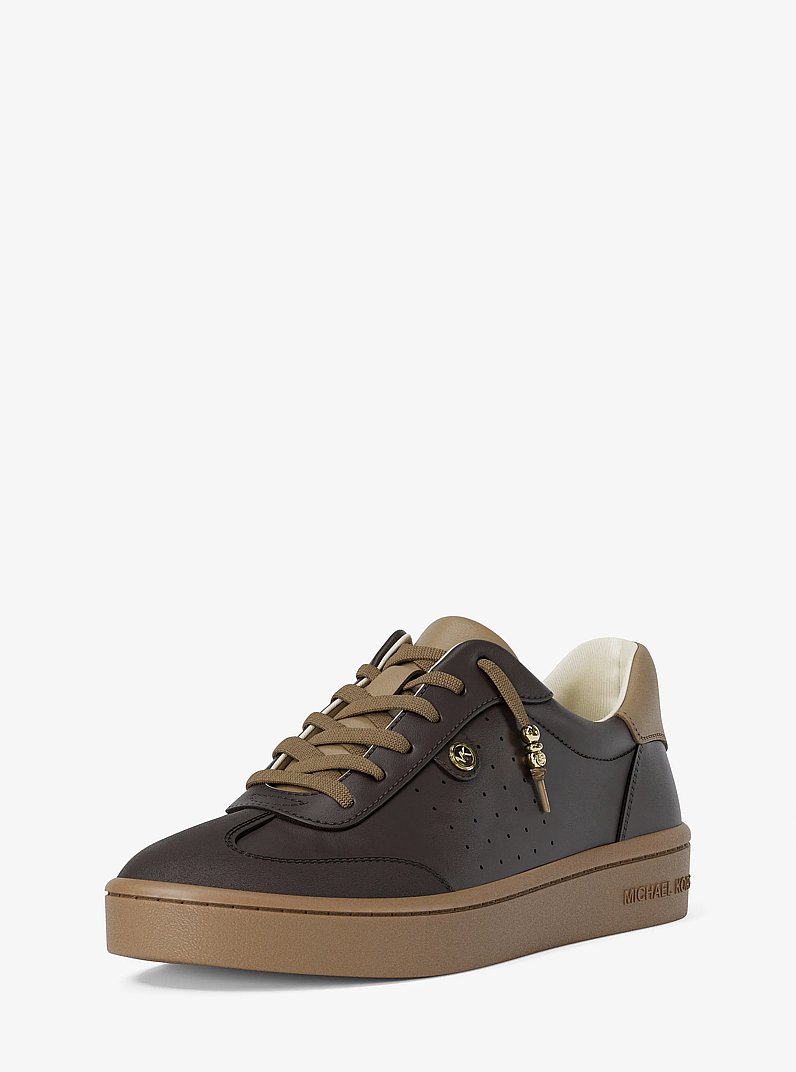 Scotty Embellished Leather Sneaker in CHOCOLATE | Michael Kors