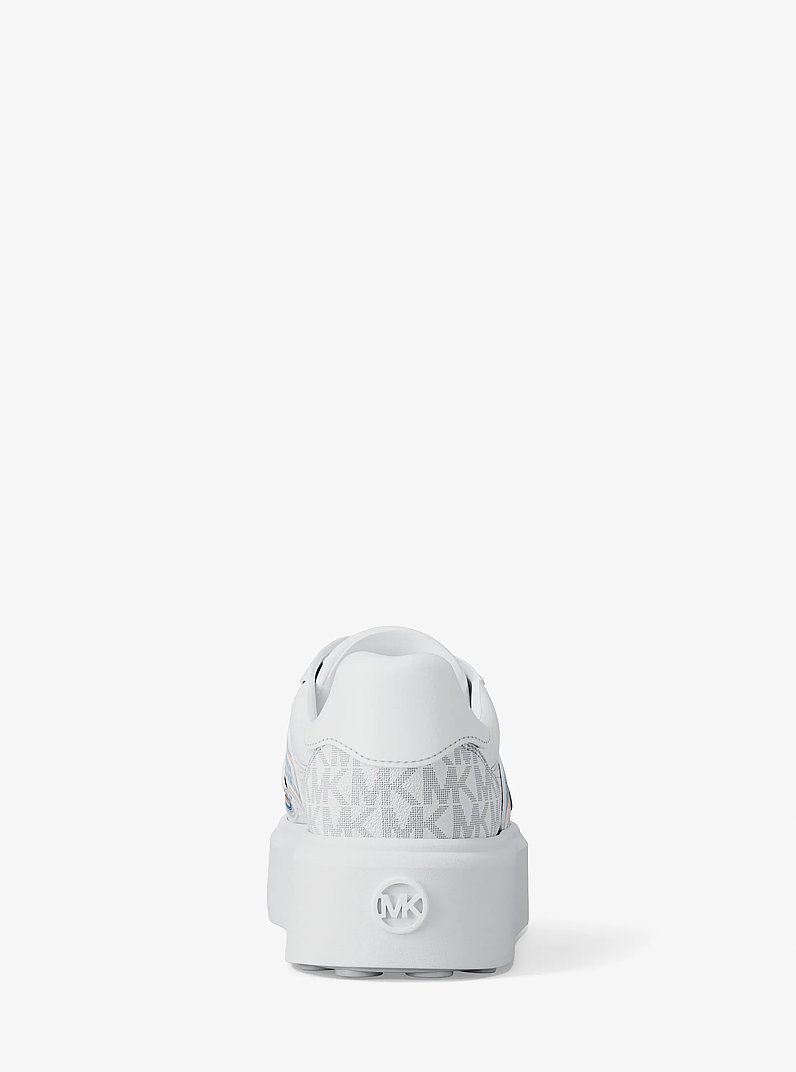 Romey Embellished Mixed-Media Sneaker in BRIGHT WHT | Michael Kors