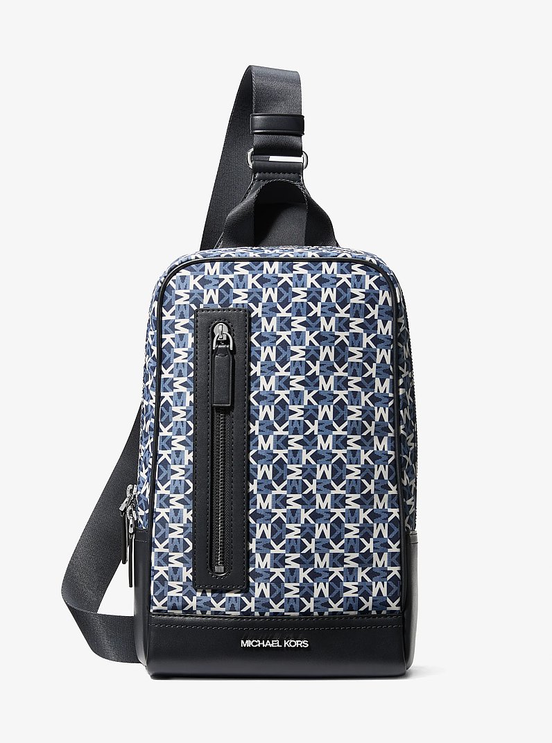 Lautner Logo Print Sling Pack in NAVY | Michael Kors