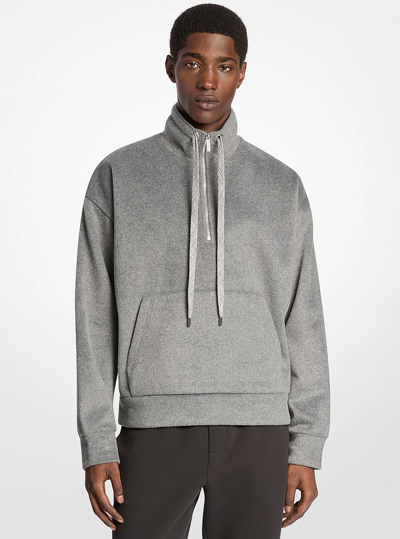 Flannel Quarter-Zip Sweater in ASH | Michael Kors