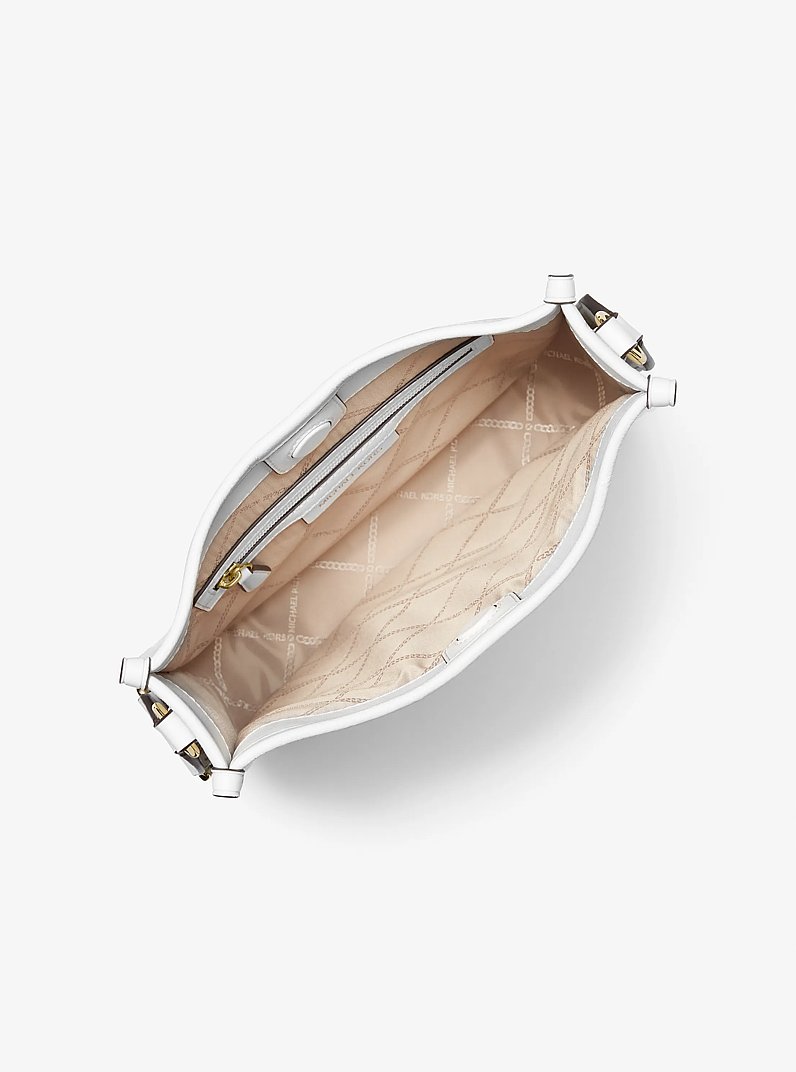 Messenger-Tasche Luisa Large aus gekrispeltem Leder in OPTIC WHITE | Michael Kors