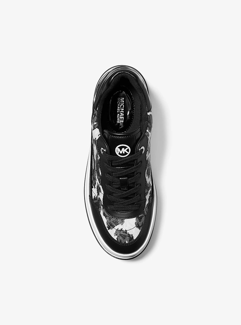 Hayes Leopard Logo and Leather Platform Sneaker in BLACK COMBO | Michael Kors