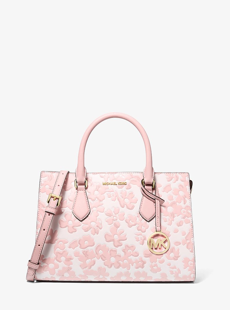 Bolso satchel Sheila mediano con lentejuelas florales in ROS&Aacute;CEO POLVORIENTO | Michael Kors
