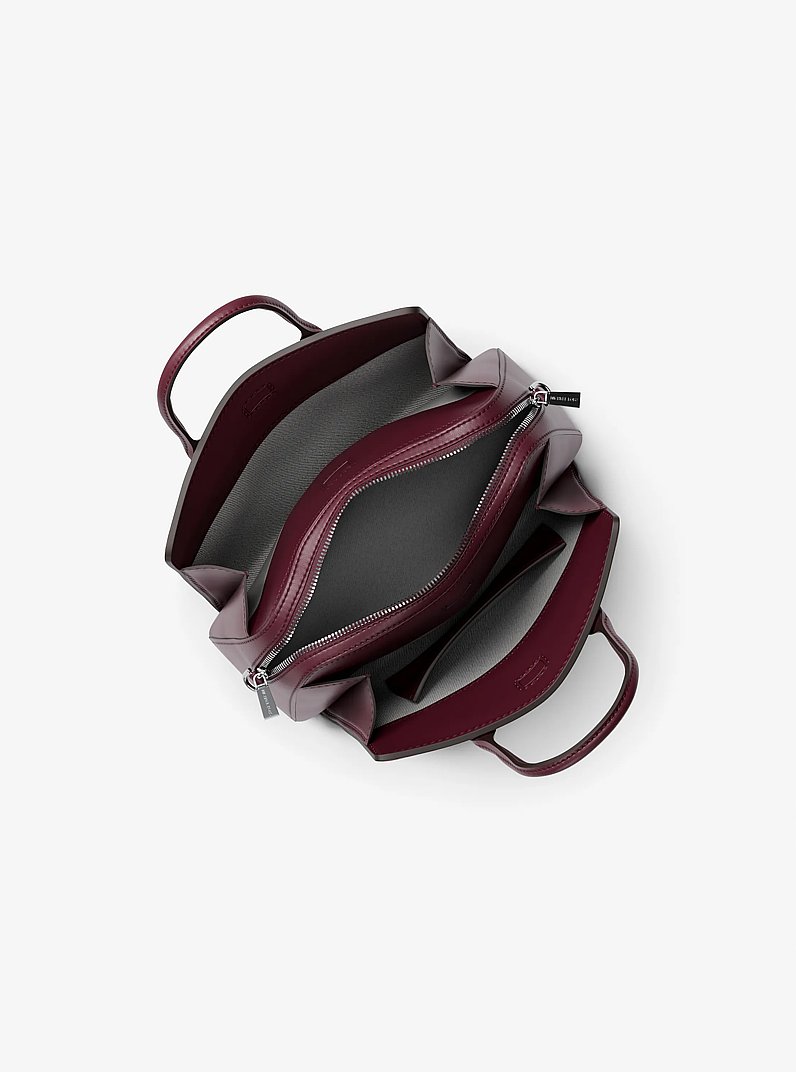 Laila Small Signature Logo Satchel in OXBLOOD | Michael Kors