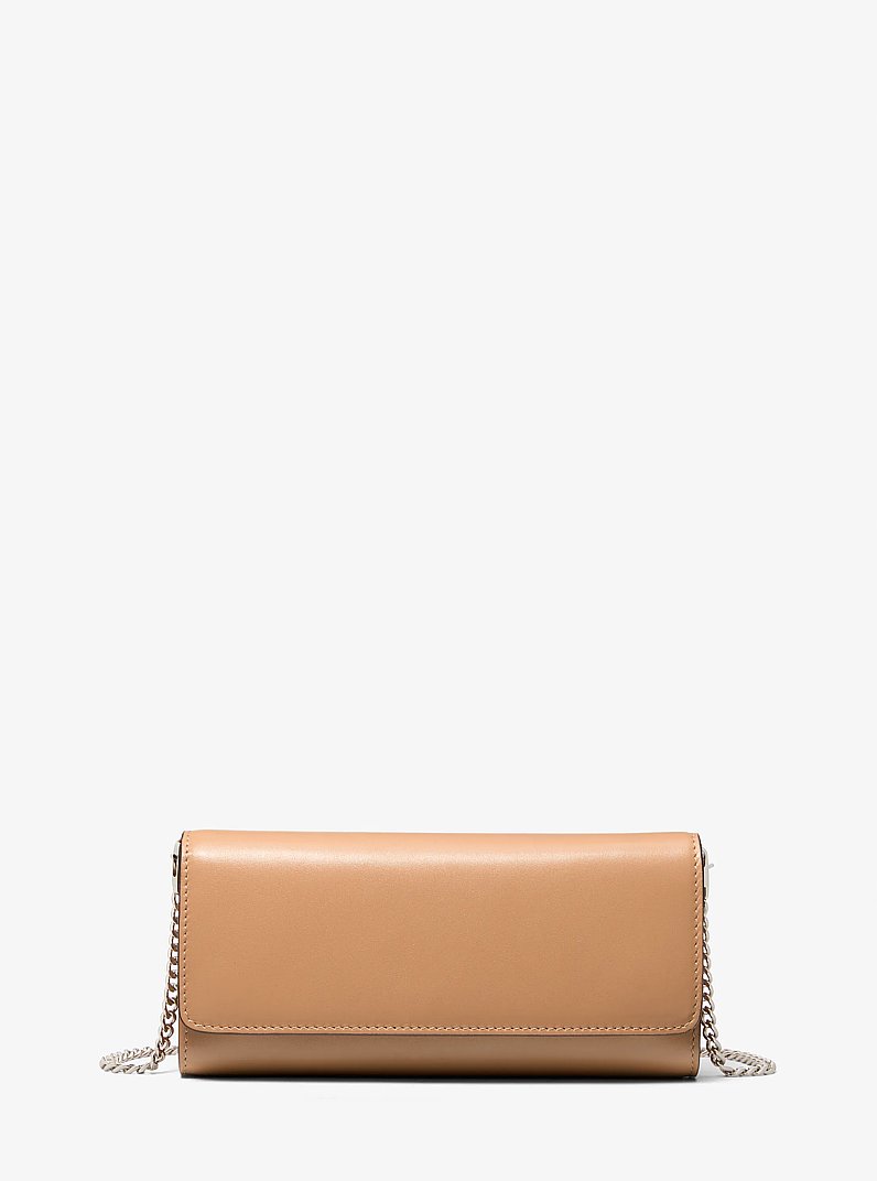 Cate Leather Clutch in SUNTAN | Michael Kors