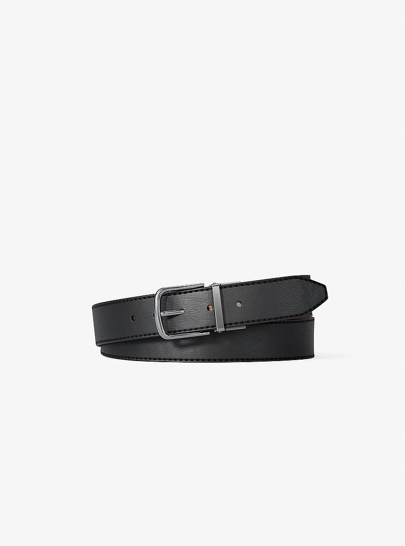 Pebbled Leather Belt in LUGGAGE/BLACK | Michael Kors