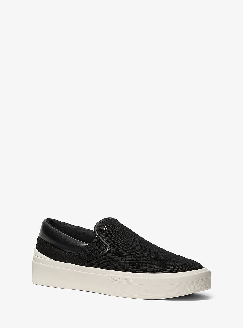 Eddie Cotton Canvas Slip-On Sneaker in BLACK | Michael Kors