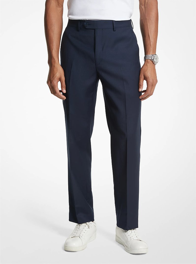 Pantal&oacute;n de traje moderno en mezcla de lana in AZUL MARINO | Michael Kors