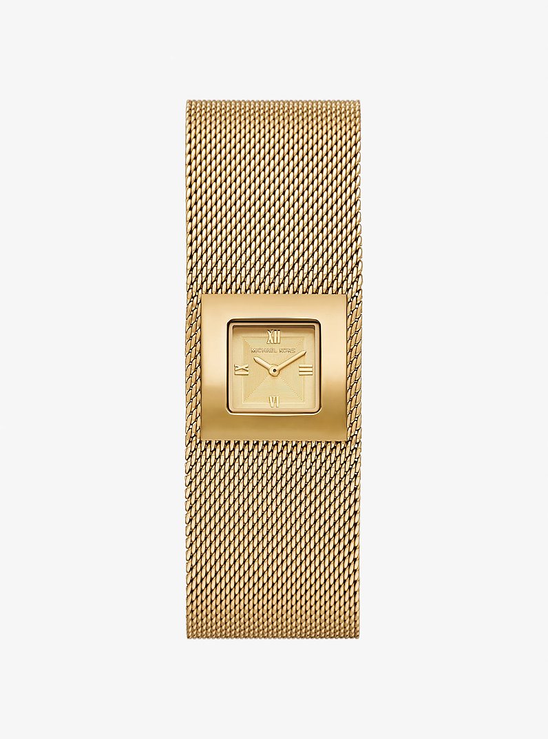 Petite Georgie Gold-Tone Mesh Watch in GOLD | Michael Kors