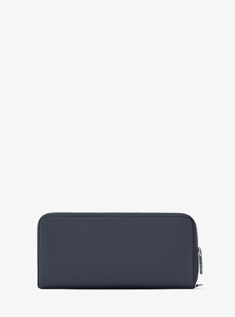 Large Pebbled Leather Continental Wallet in NAVY | Michael Kors