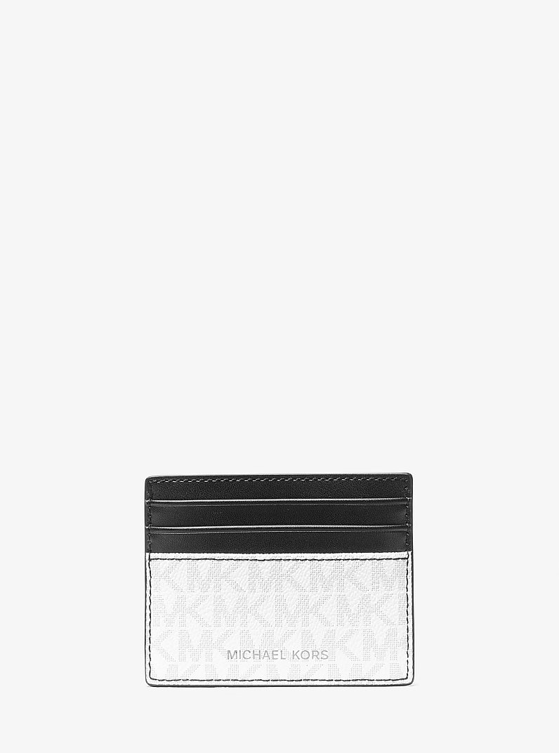 Cooper Signature Logo Card Case in BLANC &Eacute;CLATANT | Michael Kors