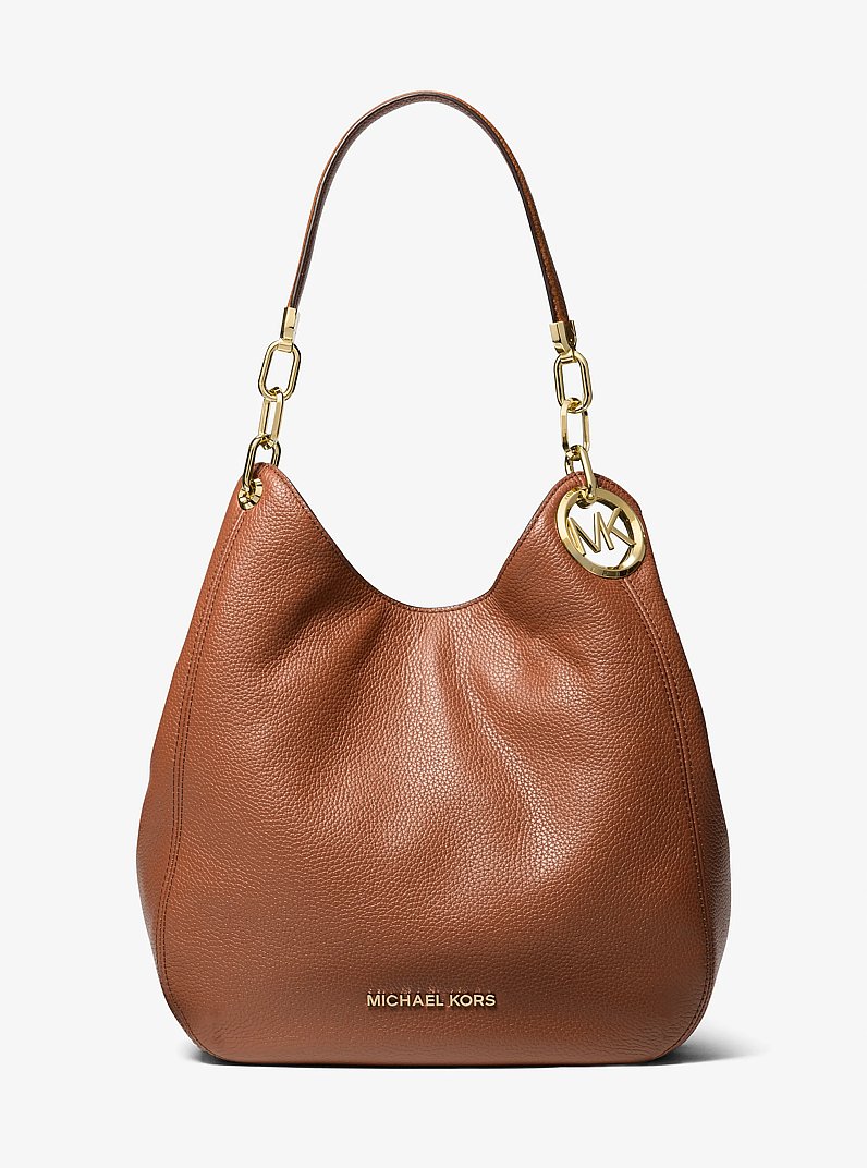 Lillie Large Pebbled Leather Shoulder Bag in LUGGAGE | Michael Kors