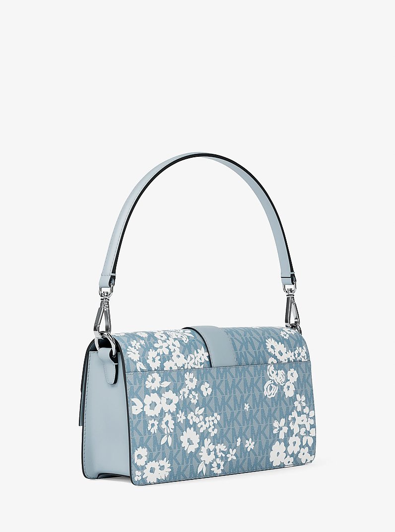 Greenwich Medium Printed Signature Logo Convertible Shoulder Bag in PALE OCEAN | Michael Kors