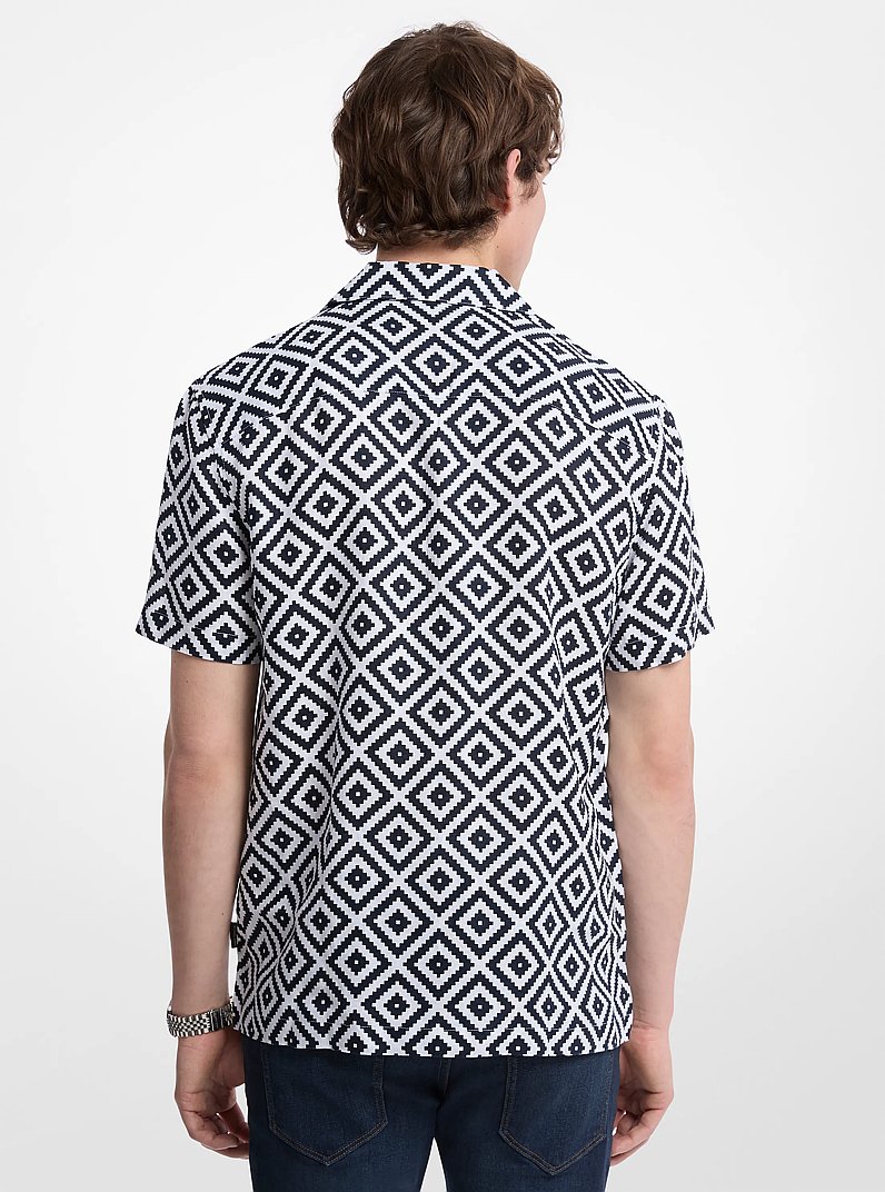 Camisa veraniega de lino estampada in AZUL MEDIANOCHE | Michael Kors