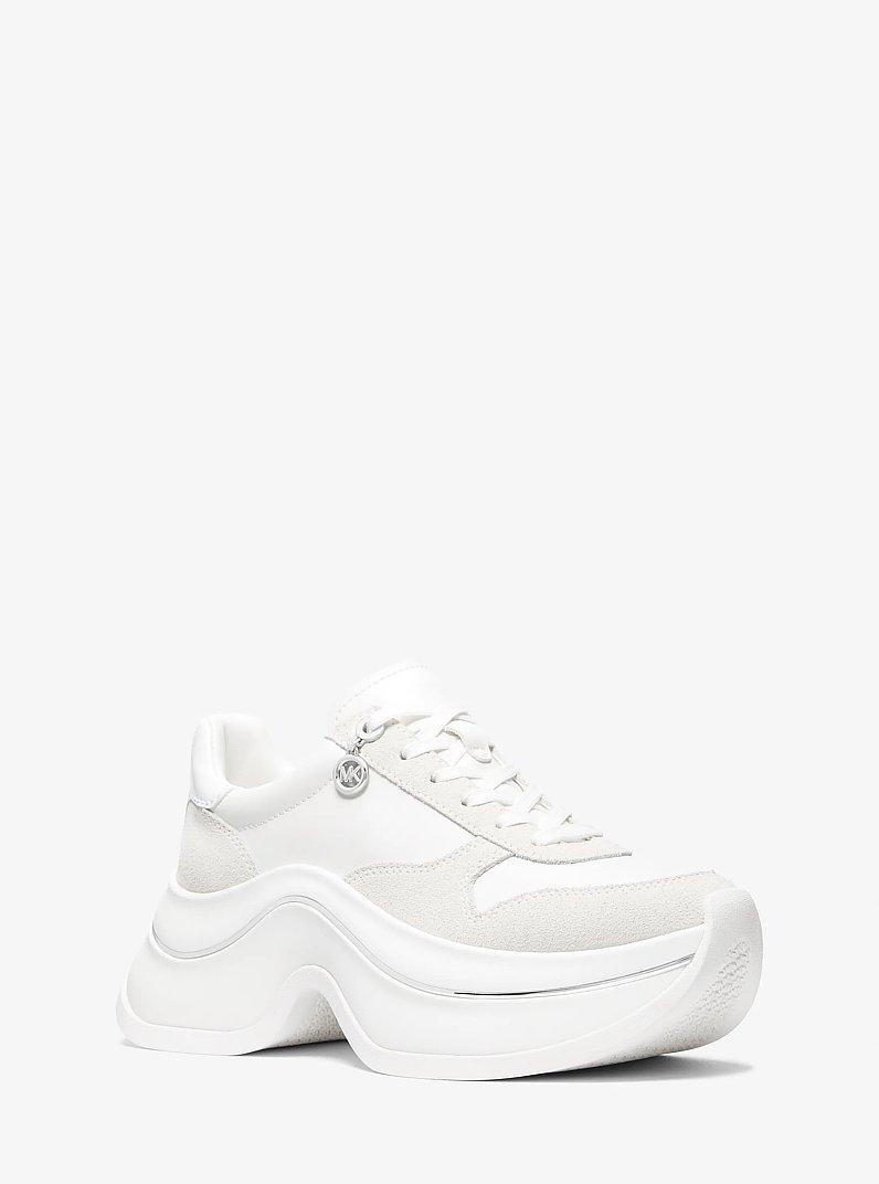 Sneaker Arla in pelle e pelle scamosciata in BIANCO OTTICO | Michael Kors