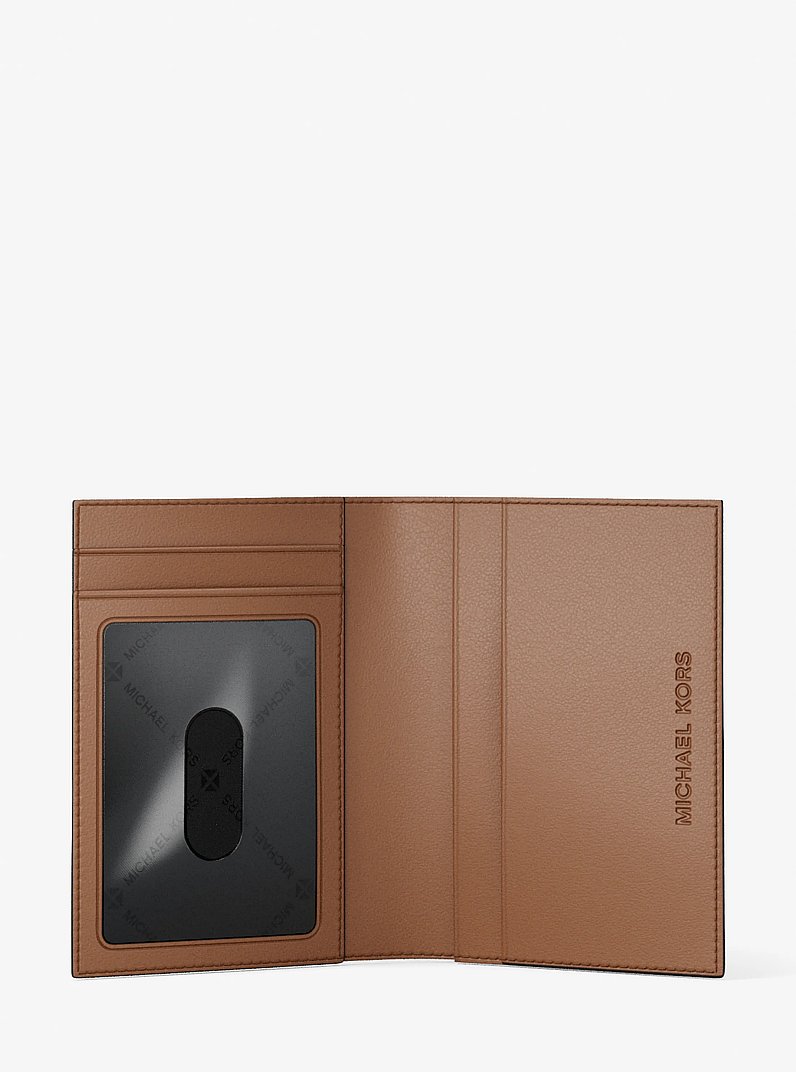 Hudson Pebbled Leather Folio Card Case in LUGGAGE | Michael Kors