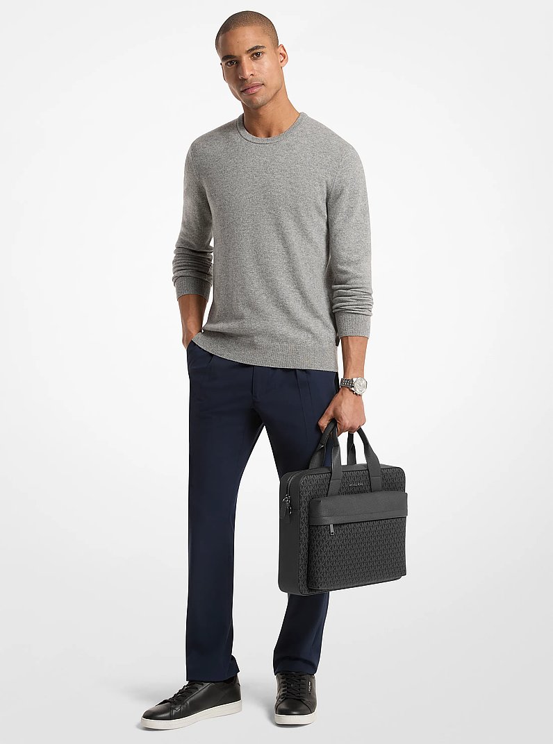 Pacey Medium Signature Logo Pocket Briefcase in BLACK | Michael Kors