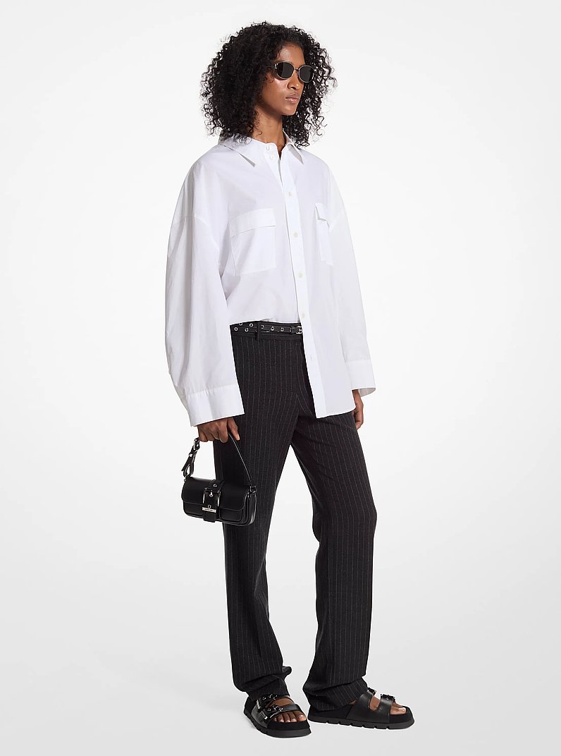 Camisa oversize de popelina de algod&oacute;n el&aacute;stica