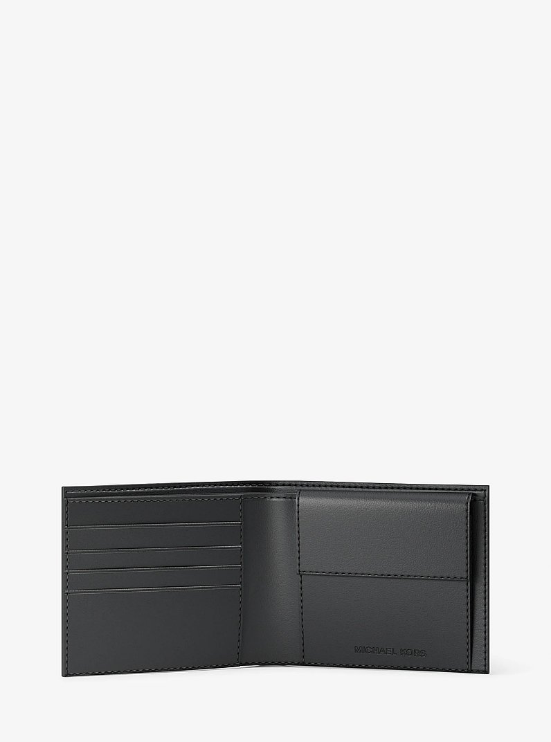 Cooper Signature Logo and Metallic Stripe Billfold Wallet in SILVER | Michael Kors