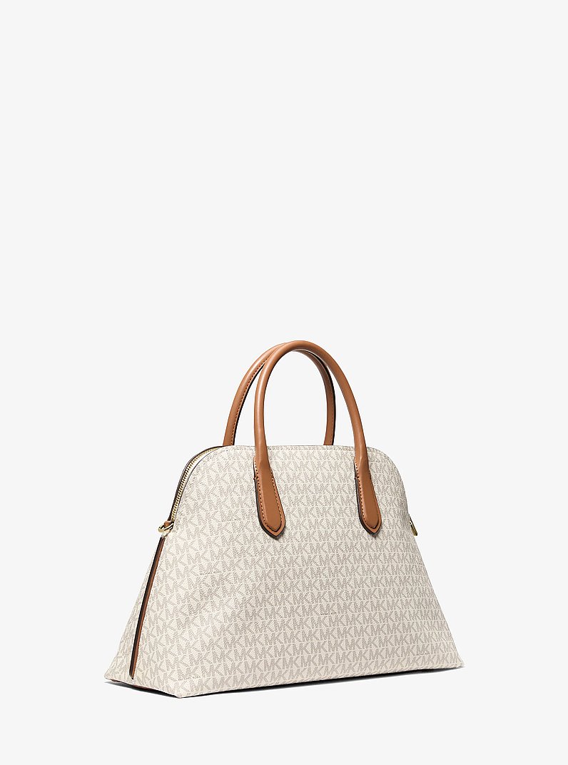 Borsa a mano Freddie grande bombata con stampa logo in VANIGLIA/GHIANDA | Michael Kors