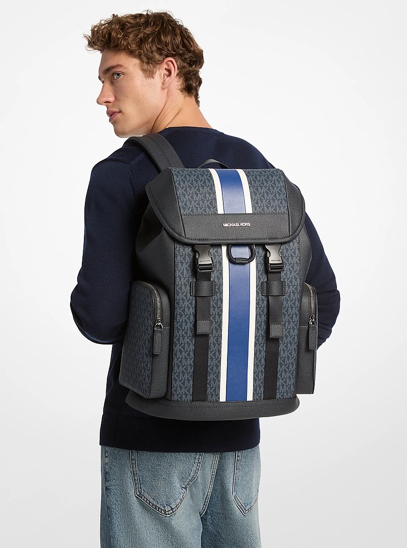 Cooper Medium Striped Signature Logo City Backpack in SAPPHIRE | Michael Kors