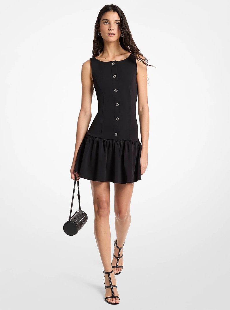 Doubleface-Kleid aus Krepp mit tiefer Taille in SCHWARZ | Michael Kors