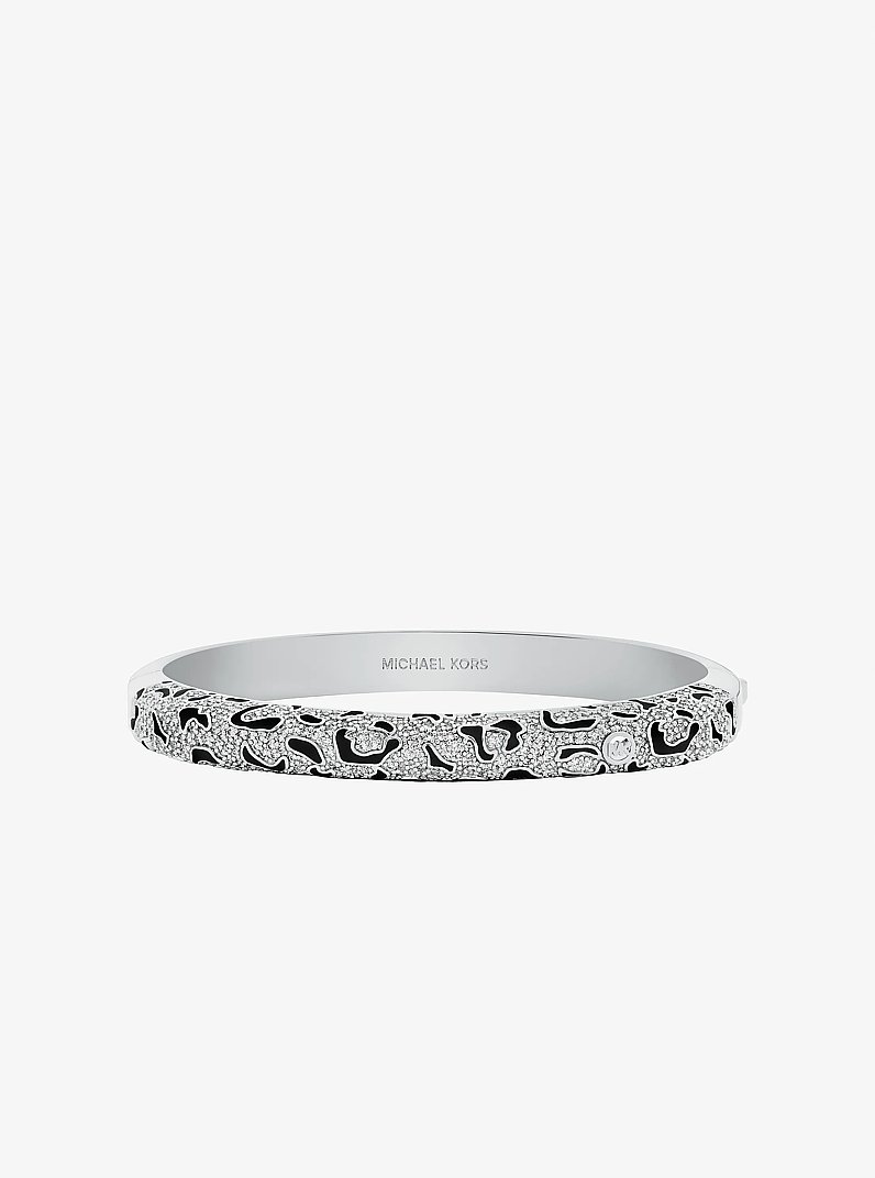 Pulsera r&iacute;gida de leopardo con pav&eacute; in PLATEADO | Michael Kors