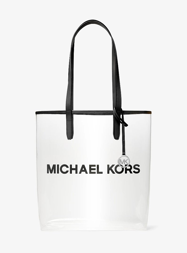 The Michael Large Clear Vinyl Tote Bag in BLACK | Michael Kors