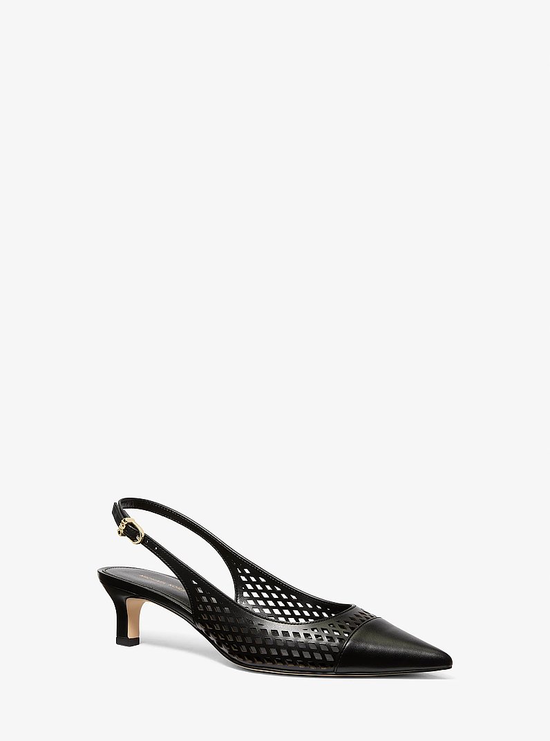 D&eacute;collet&eacute; Amara slingback in pelle tagliata al laser in NERO | Michael Kors