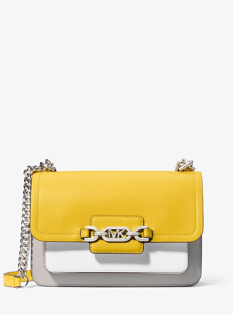 Heather Large Color-Block Leather Shoulder Bag in Bright Dandelion Multi | Michael Kors
