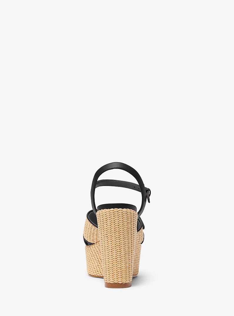 Hannah Straw Wedge Sandal in BLACK | Michael Kors