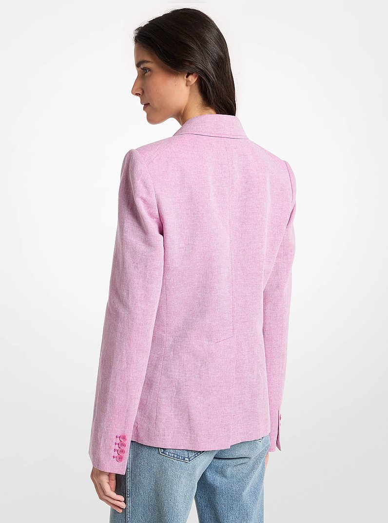 Blazer aus Leinen und Baumwolle mit aufgesetzten Taschen in HIMBEERE | Michael Kors