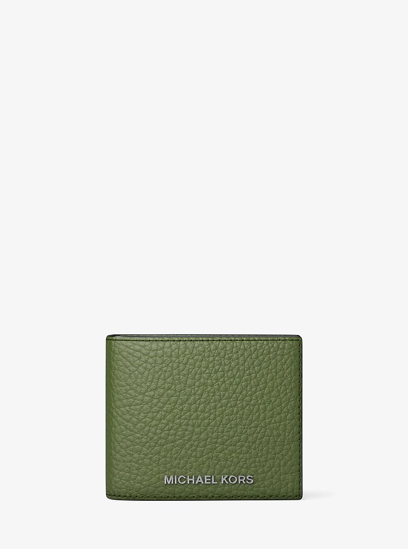 Hudson Pebbled Leather Billfold Wallet in EVERGREEN | Michael Kors