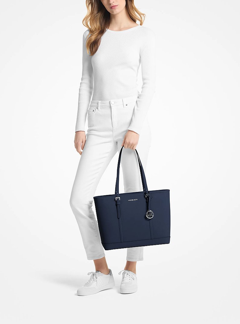 Jet Set Travel Large Saffiano Leather Tote Bag in NAVY | Michael Kors