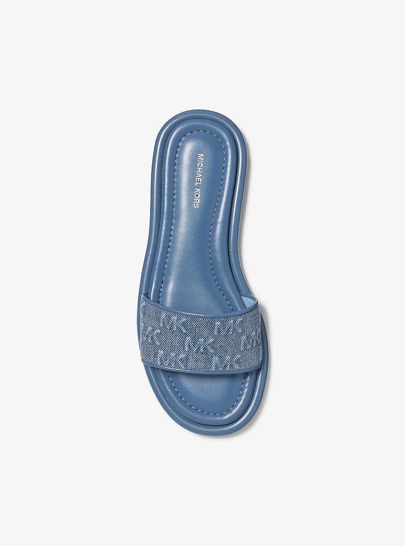 Dana Logo Embossed Denim Slide Sandal