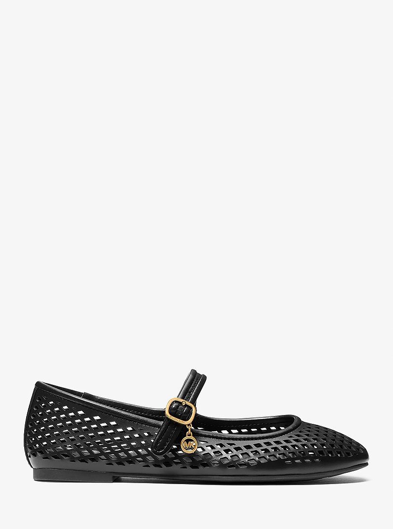 Ballerina Nellie Flex aus Leder mit Lasercut-Muster in SCHWARZ | Michael Kors