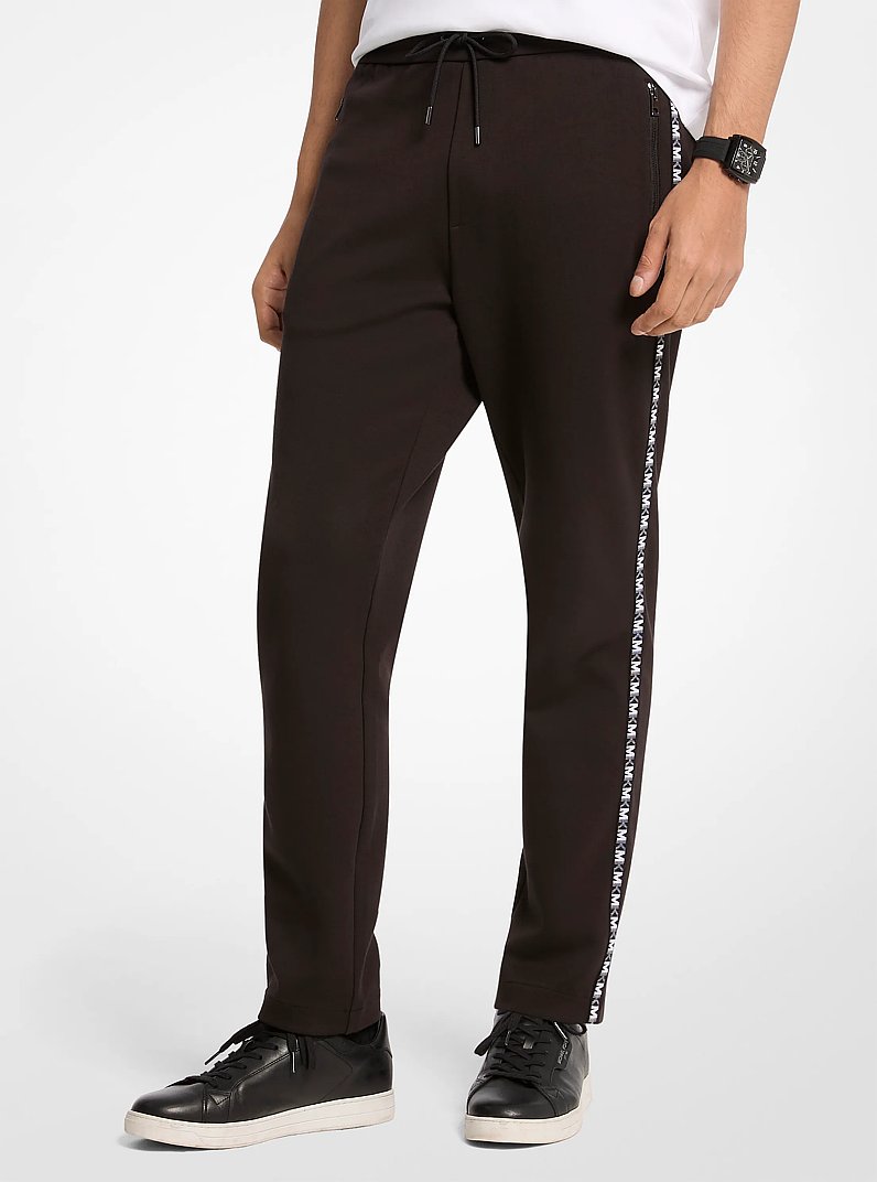 Logo Tape Cotton Blend Joggers in BLACK | Michael Kors