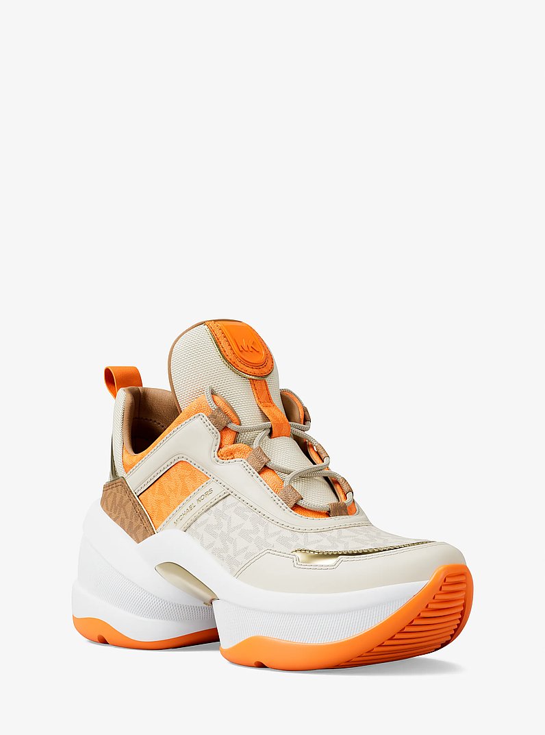 Olympia Mixed-Media Trainer in POP ORANGE | Michael Kors