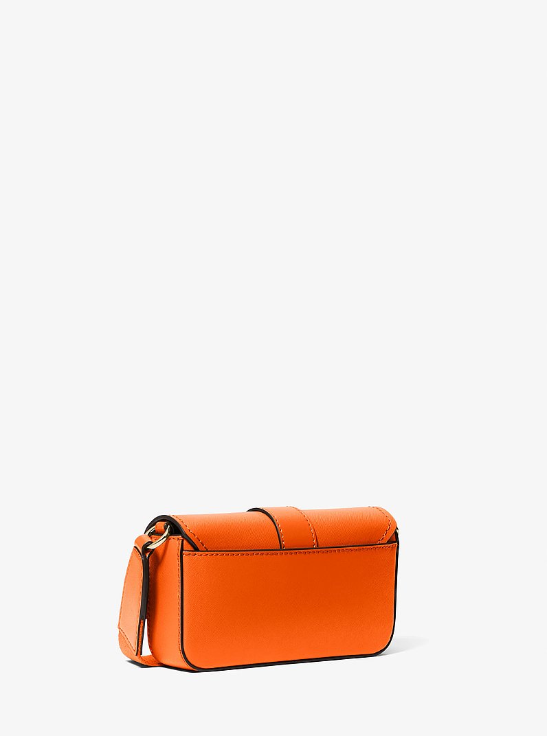 Bandolera ri&ntilde;onera Greenwich extrapeque&ntilde;a de piel safiano in NARANJA INTENSO | Michael Kors
