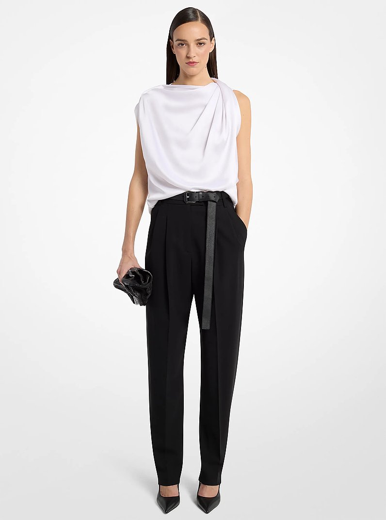 Draped Satin Blouse in OPTIC WHITE | Michael Kors