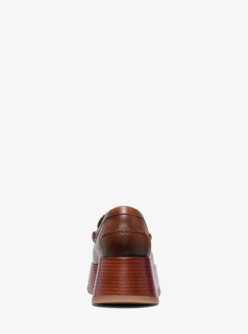Indy Burnished Leather Platform Loafer in LUGGAGE | Michael Kors